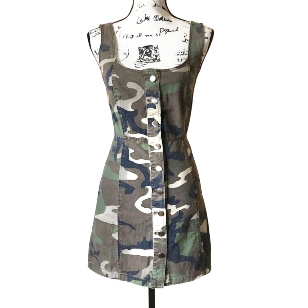F21 Button-Front Camo Tank Dress